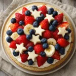 Star-Spangled Fruit Pizza on Sugar Cookie
