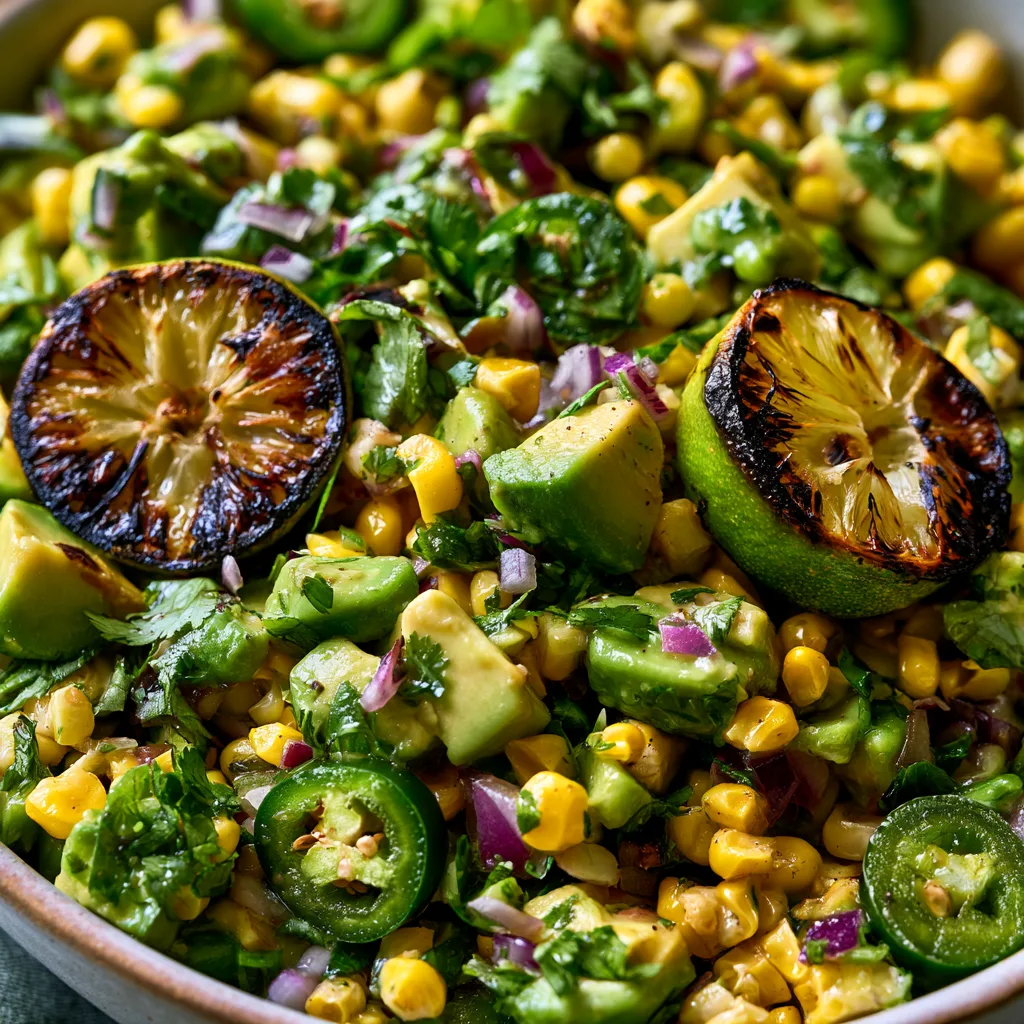 Avocado Corn Salsa with Charred Lime – Fresh BBQ Dip