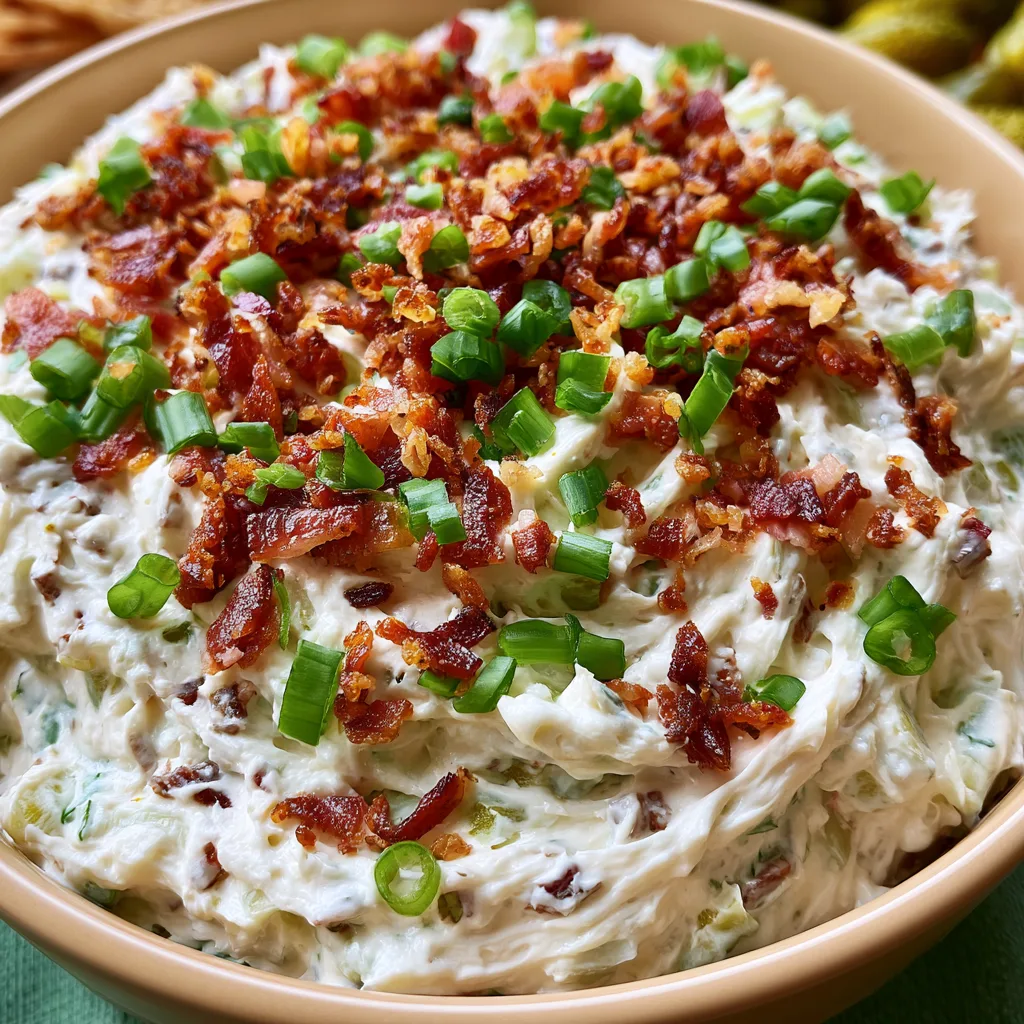 Bacon Ranch Pickle Dip – No-Bake Party Appetizer