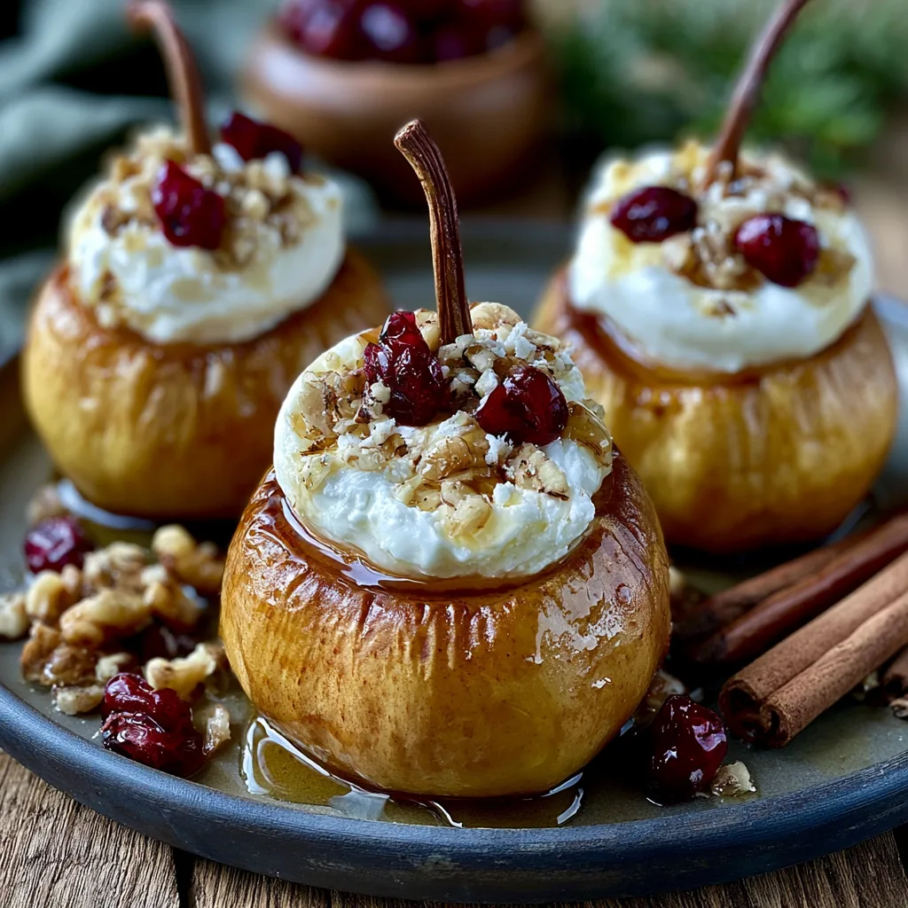 Baked Pears with Goat Cheese, Honey, and Cranberries