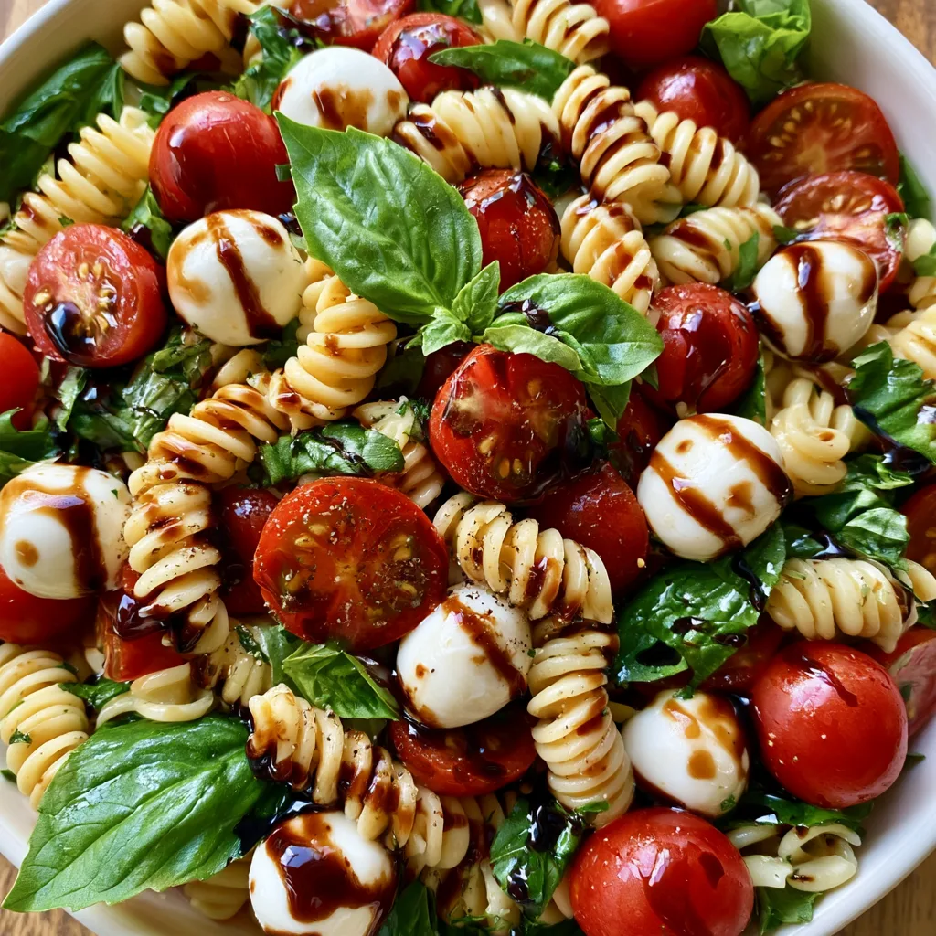 Caprese Pasta Salad with Fresh Basil & Balsamic Glaze