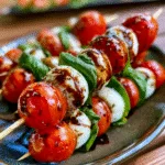 Caprese Skewers with Balsamic Glaze – 5-Minute Summer Party Appetizer
