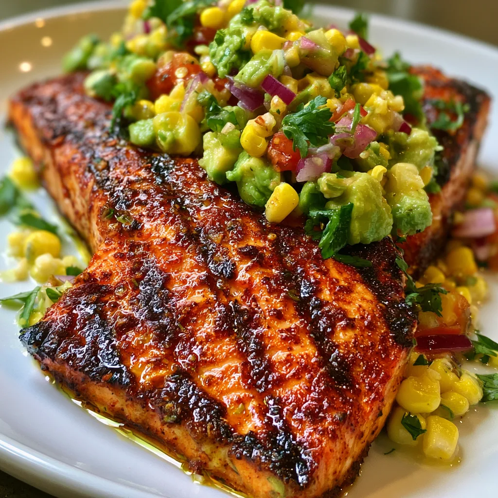 Chili Lime Grilled Salmon with Avocado Corn Salsa