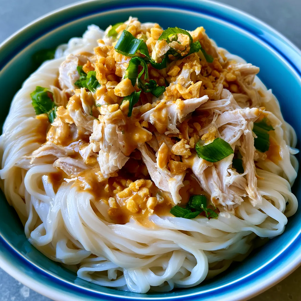 Cold Peanut Noodle Bowl with Shredded Rotisserie Chicken