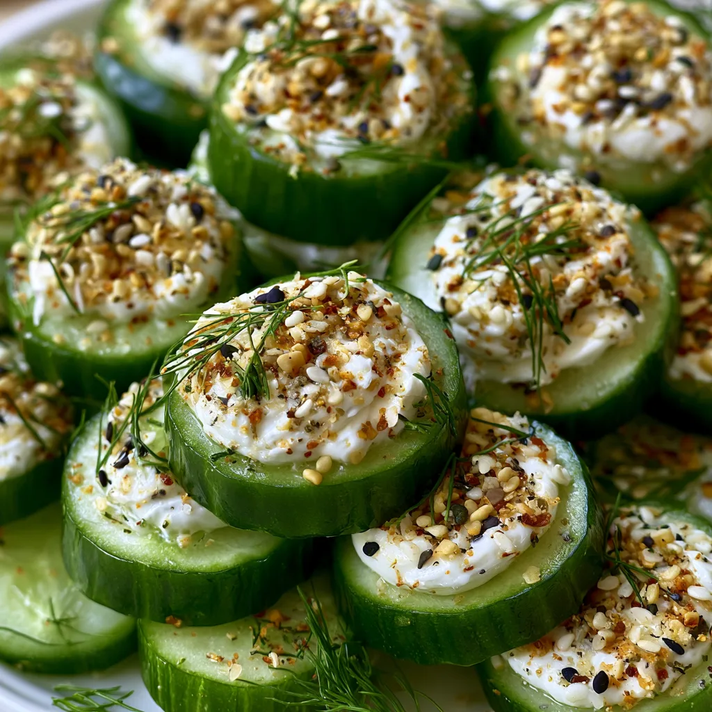 Cucumber Bites with Cream Cheese & Everything Bagel Seasoning
