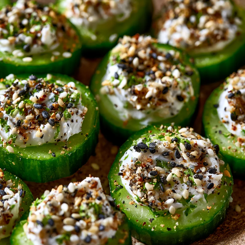Cucumber Cream Cheese Everything Bagel Bites – No-Cook Snack