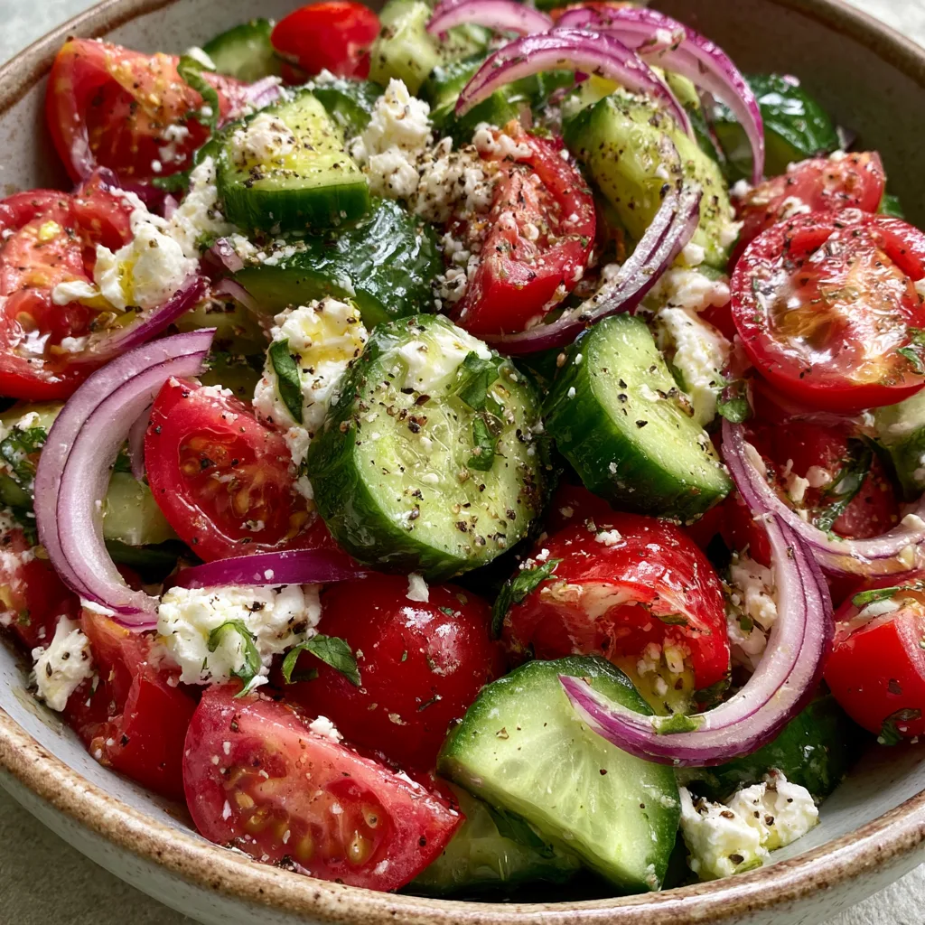 Cucumber Tomato Feta Salad – Greek-Inspired & Ready in 5 Min