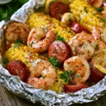 Foil Packet Cajun Shrimp Boil with Corn and Sausage – Labor Day Favorite