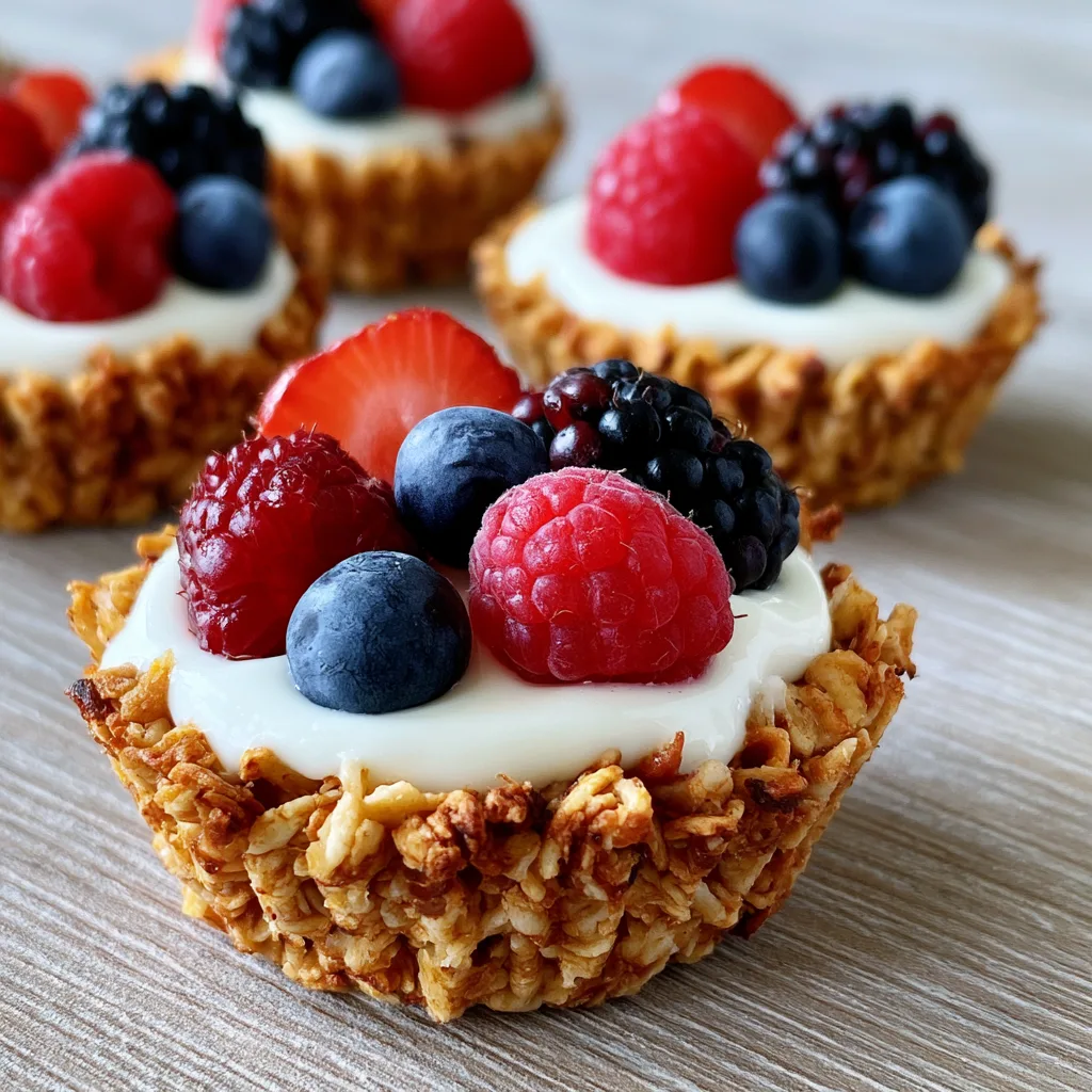 Frozen Yogurt Granola Cups with Berries – Healthy Summer Snack