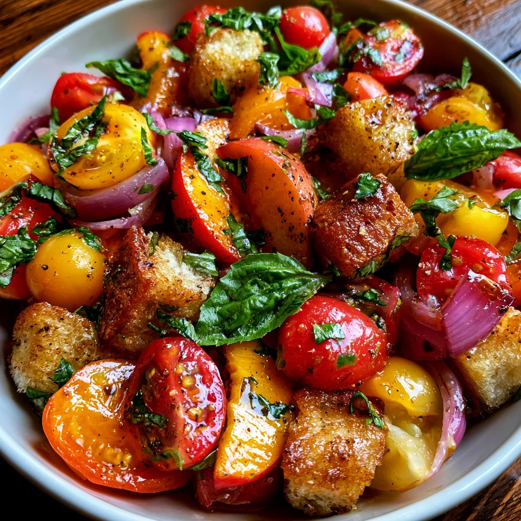 Heirloom Tomato Peach Panzanella – Late Summer Salad for Entertaining