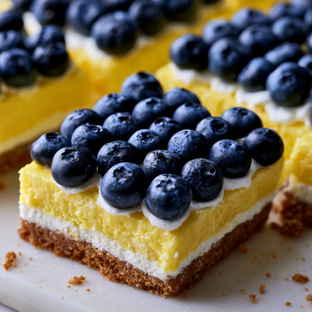 Lemon Blueberry Icebox Bars – Tangy, Creamy & No Oven Required