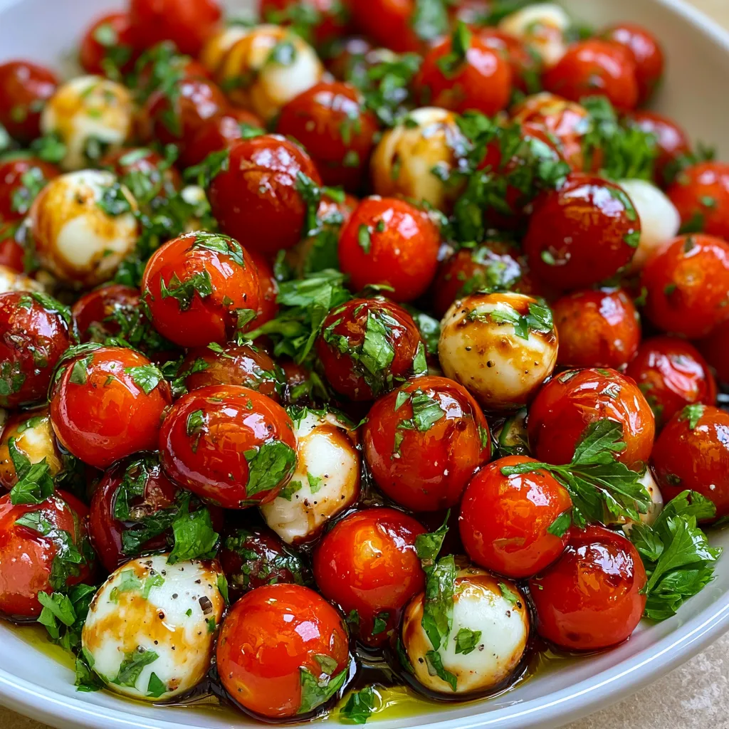 Marinated Cherry Tomato Salad with Mozzarella and Herbs