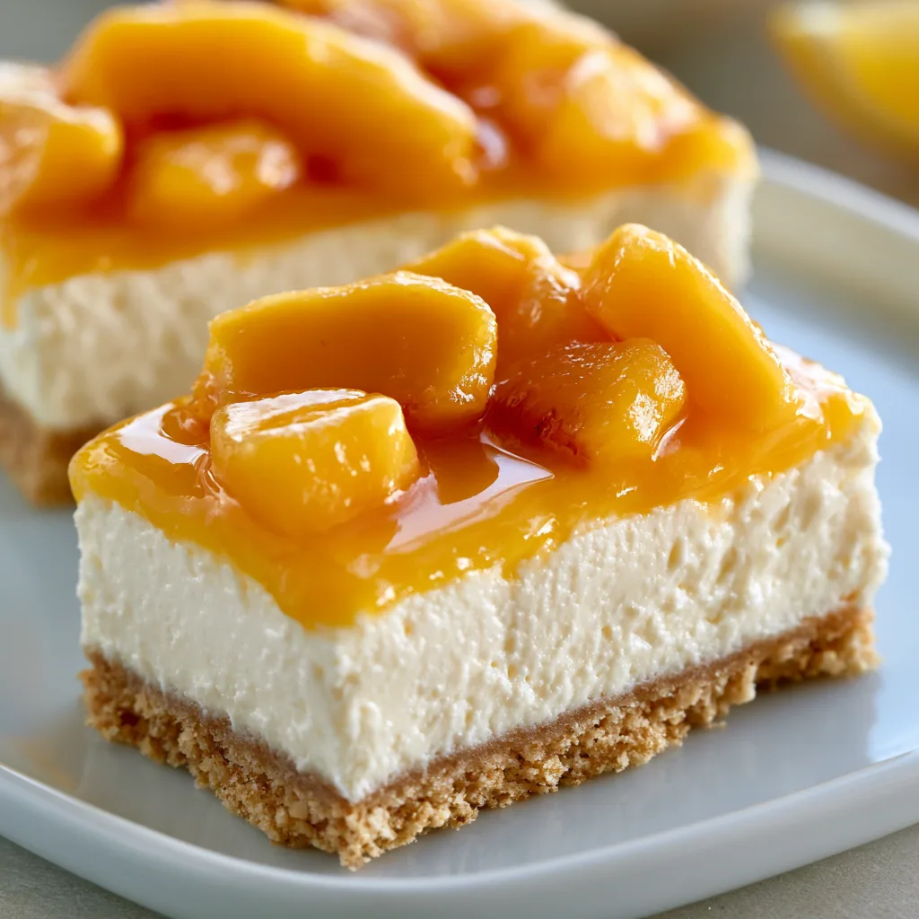 No-Bake Peach Cheesecake Bars – Creamy, Fruity & Ready in 20 Min