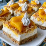 No-Bake Peach Cheesecake Bars with Graham Cracker Crust
