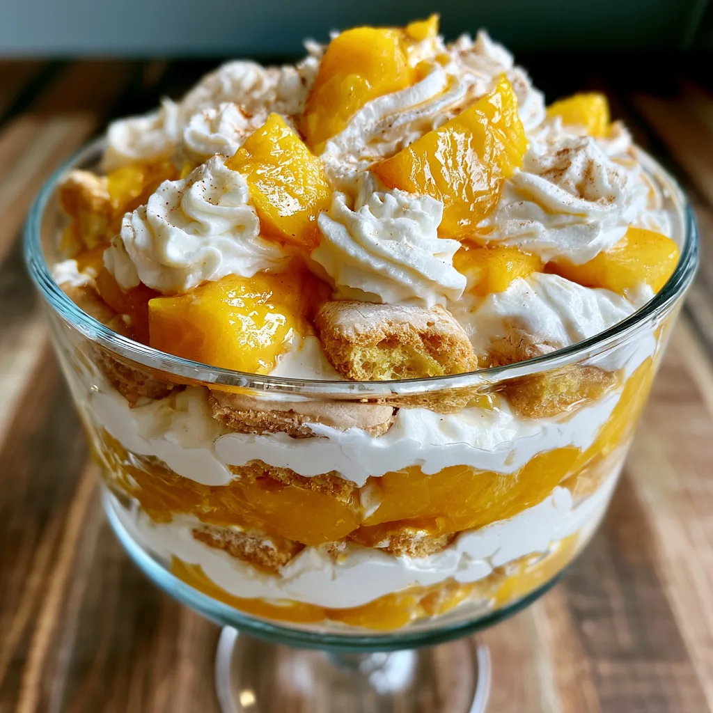No-Bake Peaches & Cream Trifle – 5 Layers of Summer in a Glass