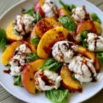 Peach Caprese Salad with Burrata and Basil