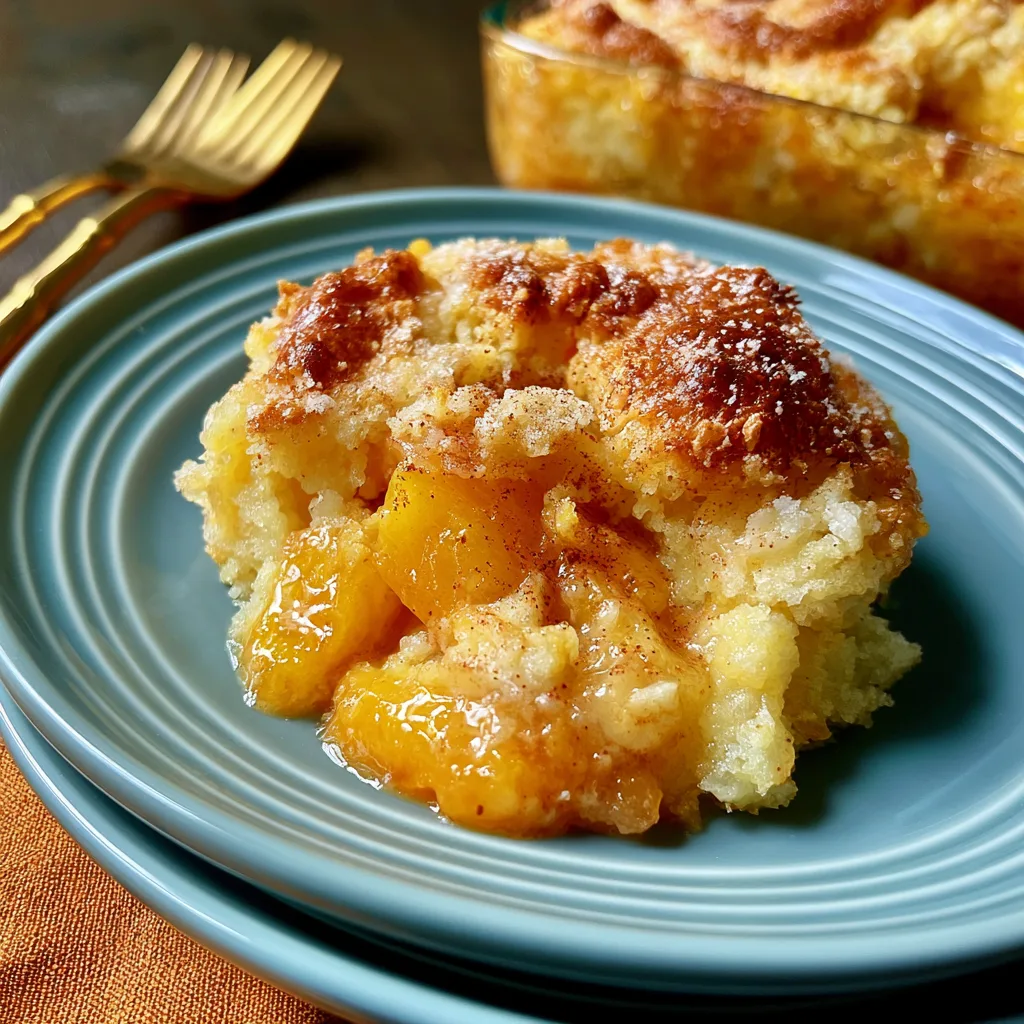 Peach Cobbler Dump Cake – Only 4 Ingredients, Made in One Pan