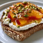 Peach Cottage Cheese Toast with Hot Honey and Pistachios