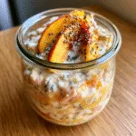 Peach Overnight Oats with Chia and Vanilla Yogurt