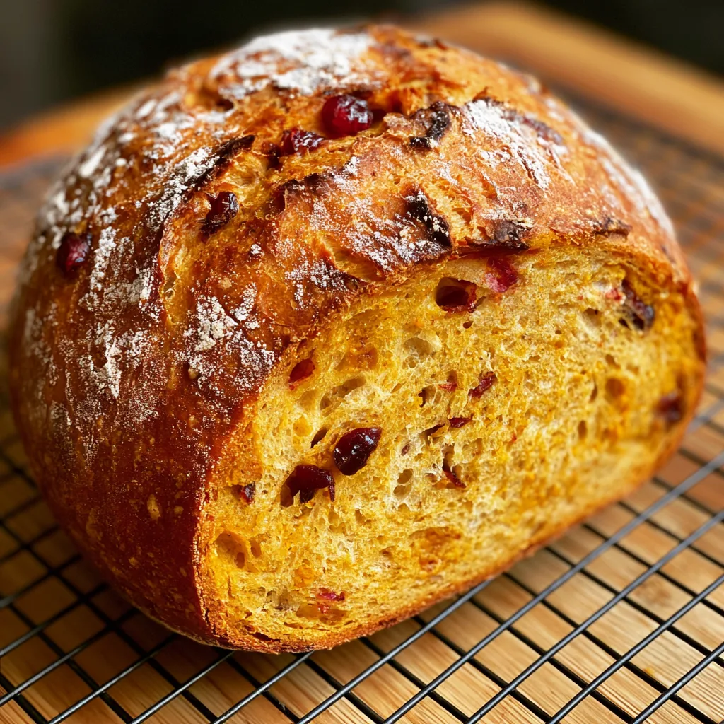 Pumpkin Sourdough Bread With Pumpkin Spice + Cranberries - crave the good