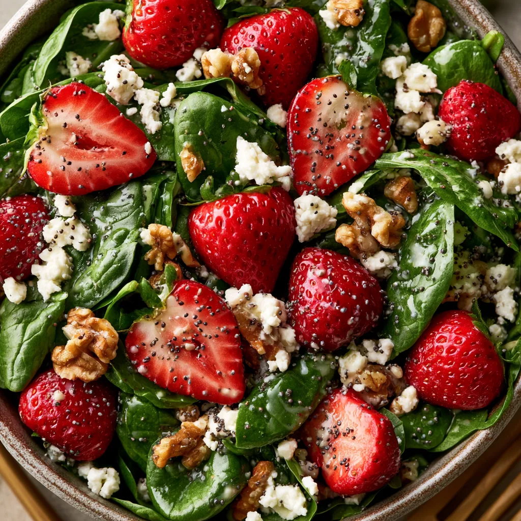 Strawberry Spinach Salad with Poppyseed Dressing – Sweet & Savory Summer Bowl