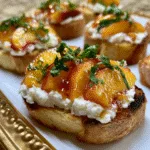 Whipped Feta Peach Crostini with Hot Honey