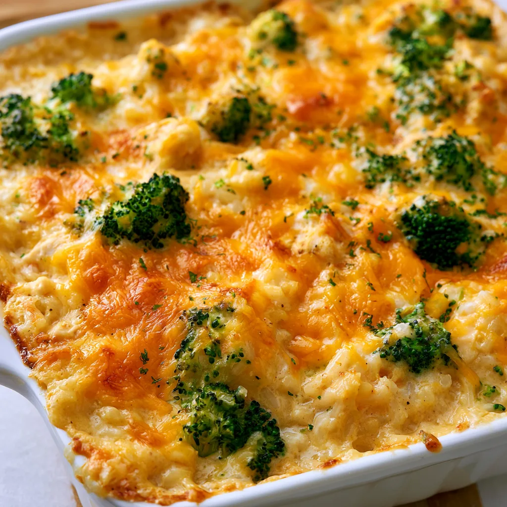 Cheesy Broccoli Chicken and Rice Casserole | Veronika's Kitchen