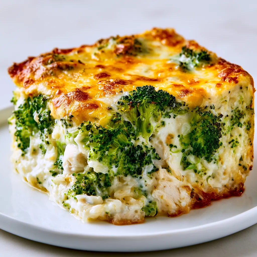 Creamy Chicken Broccoli Rice Cheese Casserole