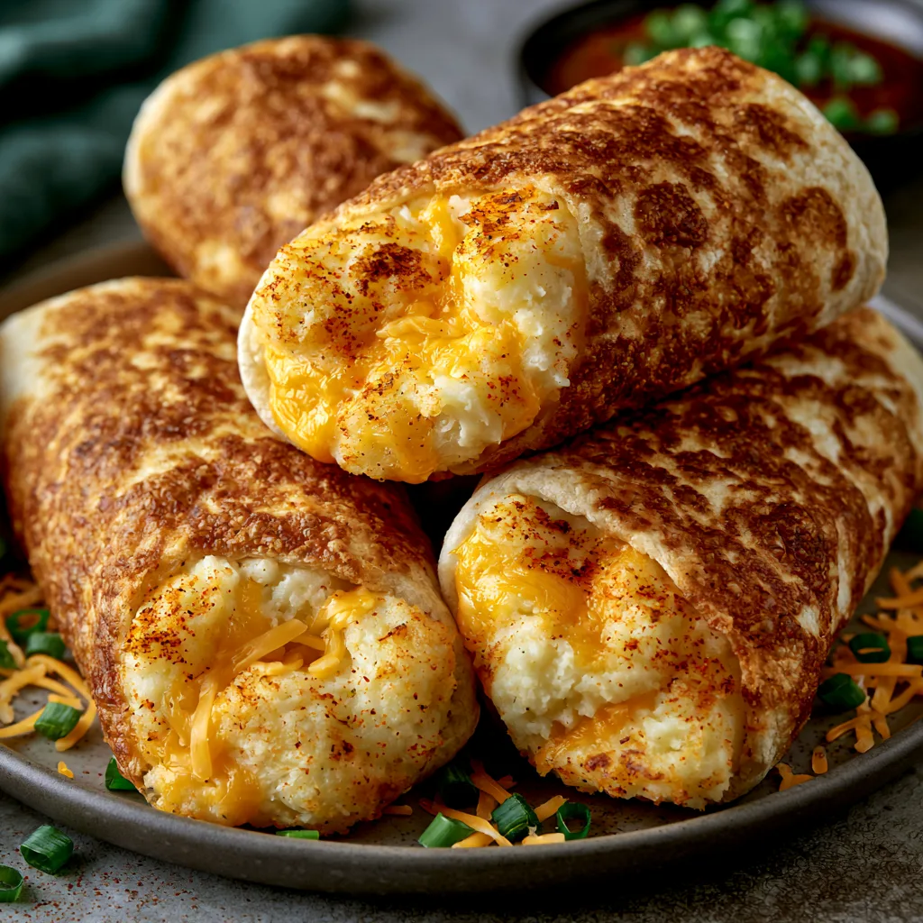Crispy Golden Cheesy Potato Burritos
