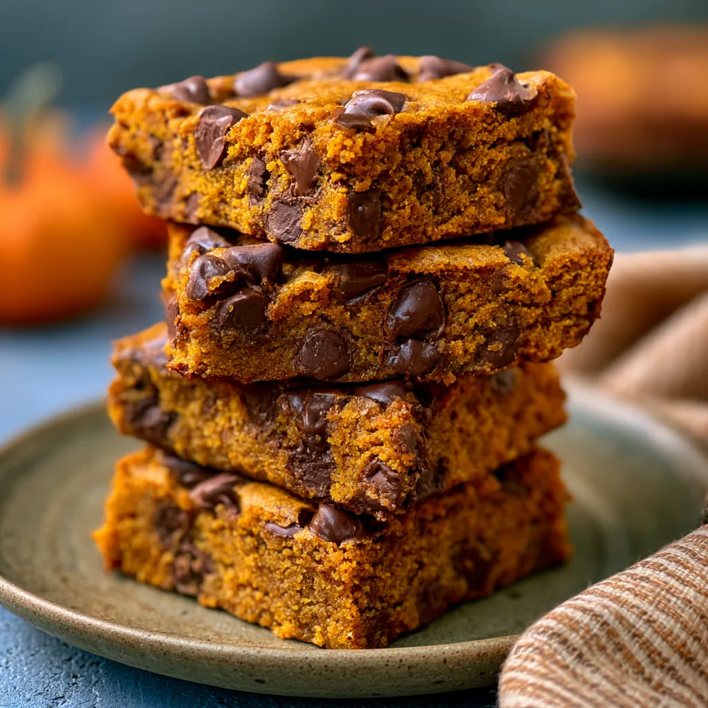 EASY Pumpkin Chocolate Chip Blondies - I Heart Naptime