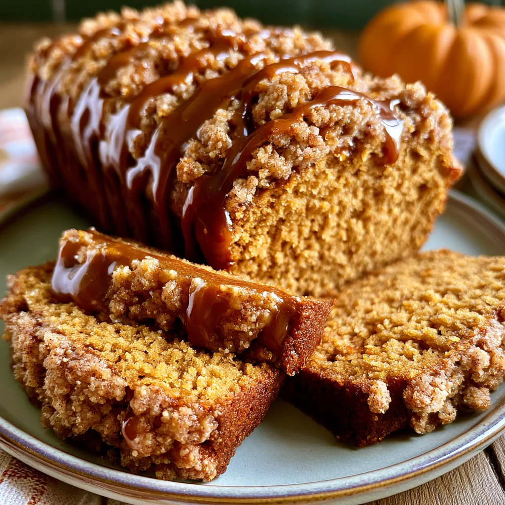 MOIST Pumpkin Bread with Streusel Topping and Maple Glaze