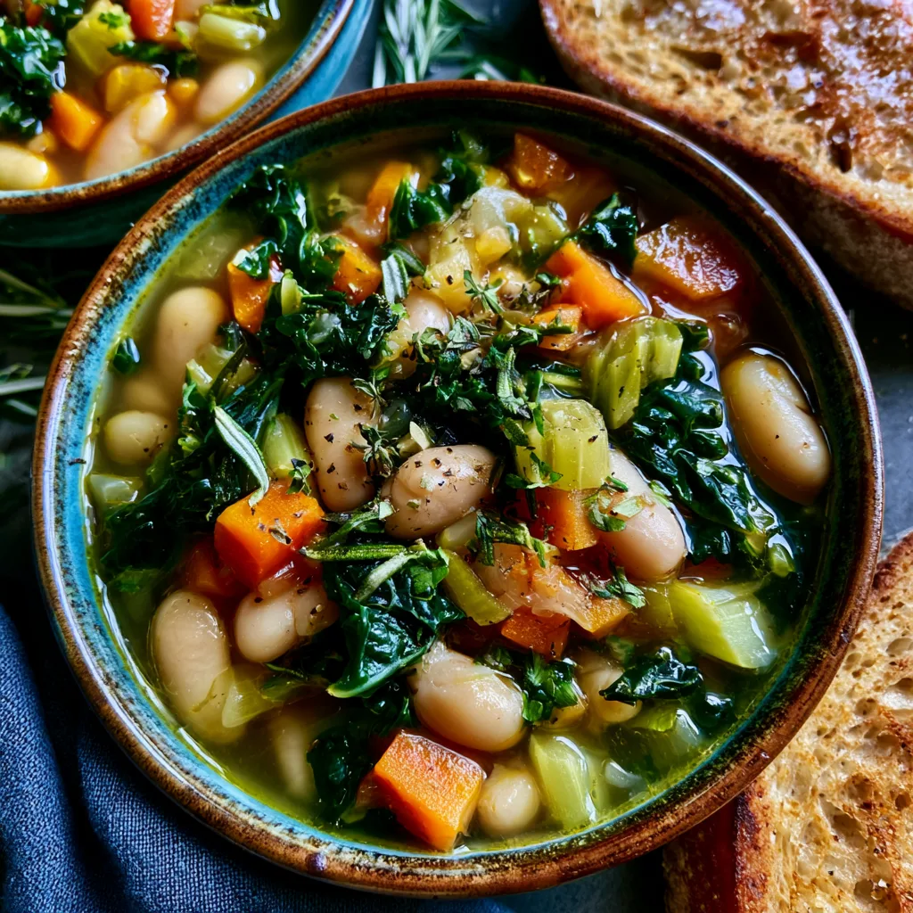 Tuscan White Bean Soup is a hearty dish!