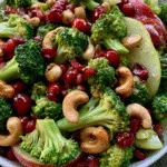 Crunchy Broccoli Cashew Salad with Sweet Apples, Juicy Pears, and Tart Cranberries