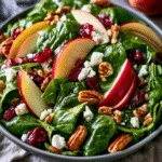 Delicious Apple Spinach Salad with Pecans, Cranberries, and Goat Cheese Recipe!