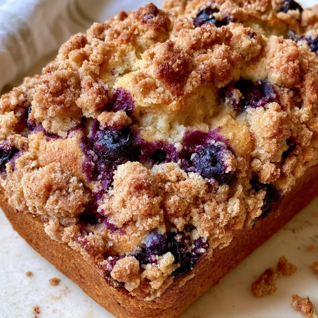Delicious Blueberry Bread Recipe with Buttery Crumb Streusel!