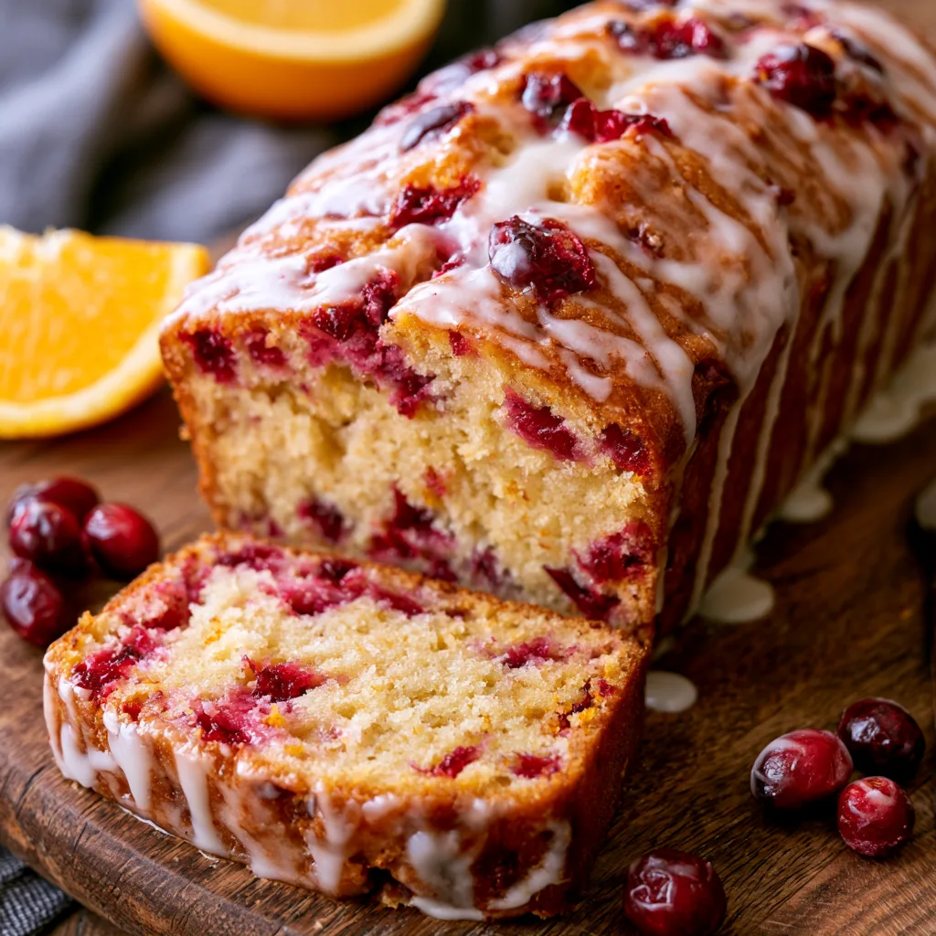 Delicious Cranberry Bread with a Zesty Orange Glaze!