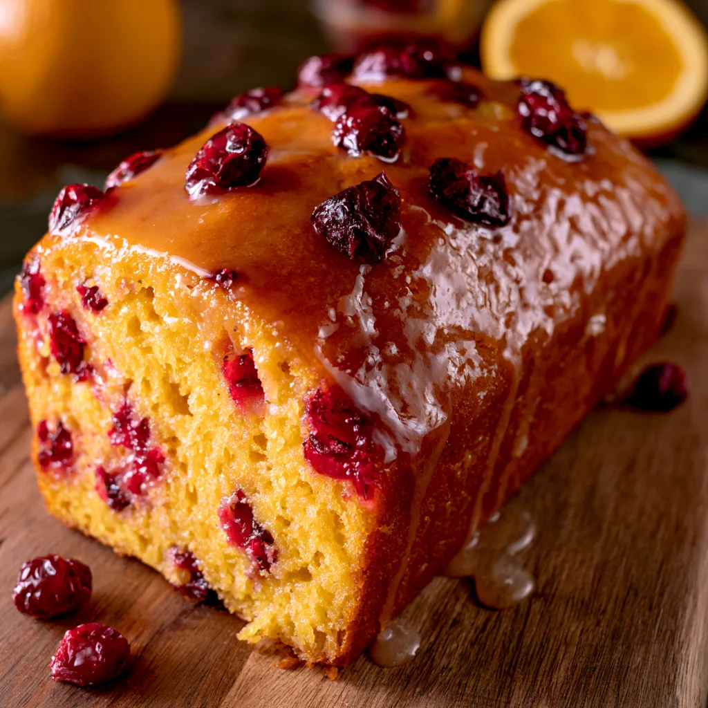 Delicious Eggless Cranberry Orange Loaf with Irresistible Orange Glaze