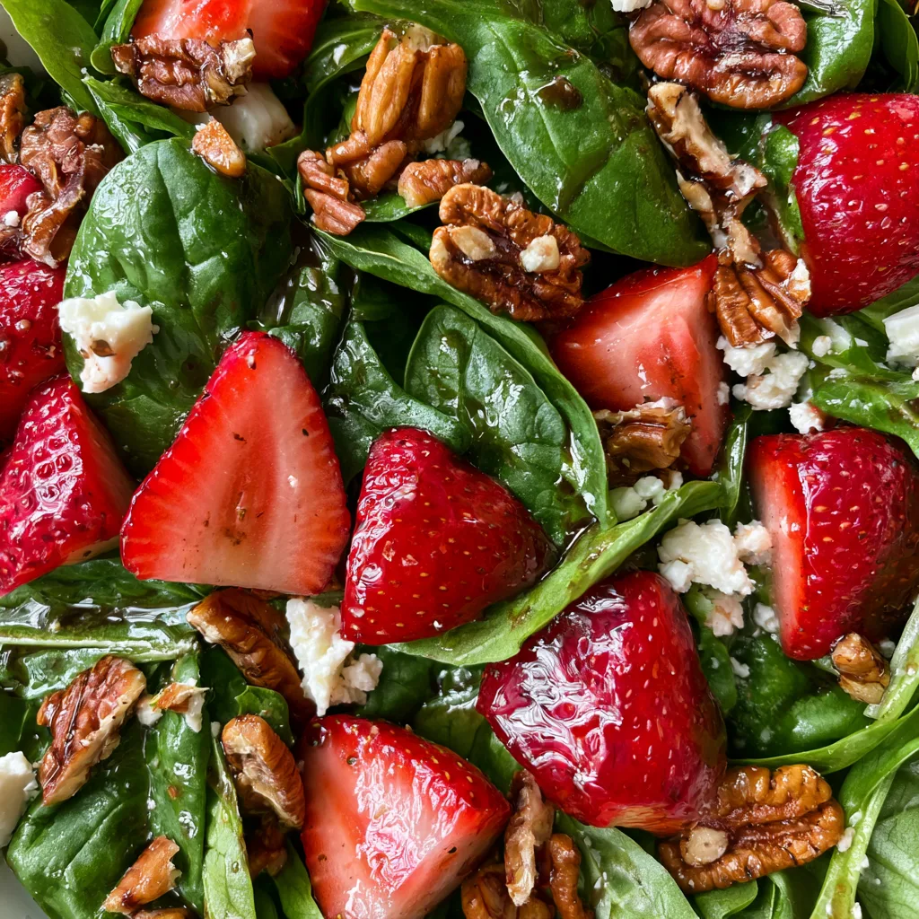 Delicious Spinach Strawberry Salad with Crunchy Pecans for a Fresh Twist!