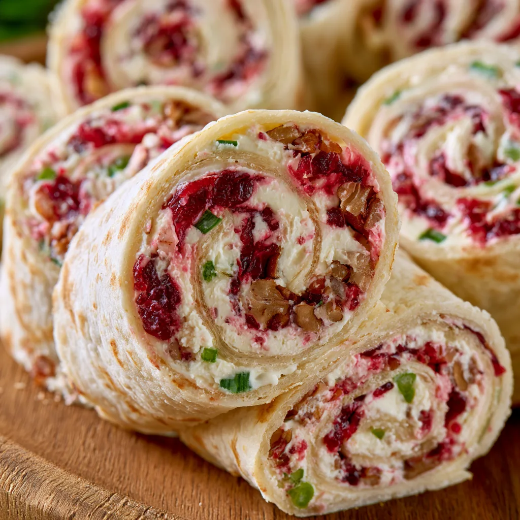 Deliciously Easy Cranberry Pecan Cream Cheese Pinwheels Recipe!
