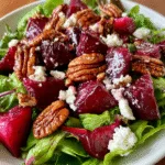 Elevate Your Meal with Roasted Beet Salad, Pecans, and Feta Delight!