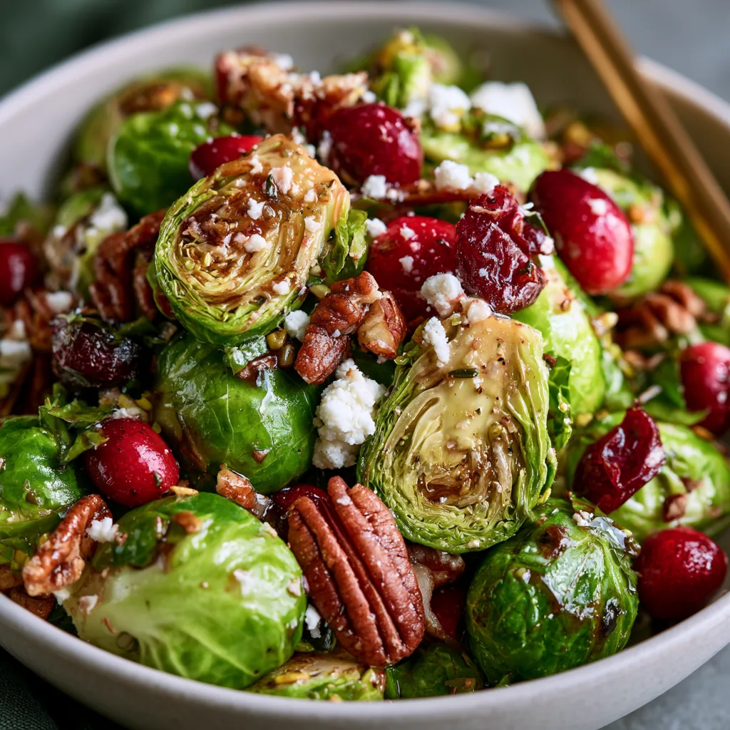 Festive Holiday Cranberry Brussels Sprouts Salad Recipe!
