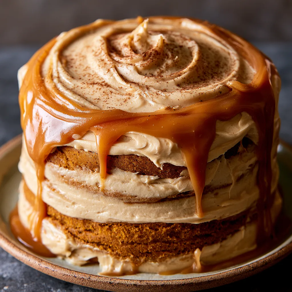 Indulge in Decadent Pumpkin Cake with Caramel Cream Cheese Frosting!