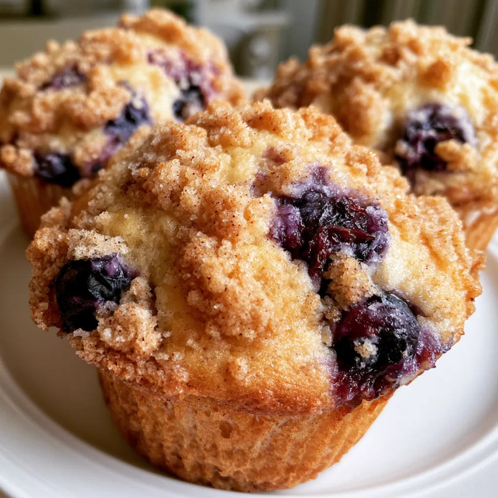 Irresistible Blueberry Muffins with a Crunchy Streusel Crumb Topping!