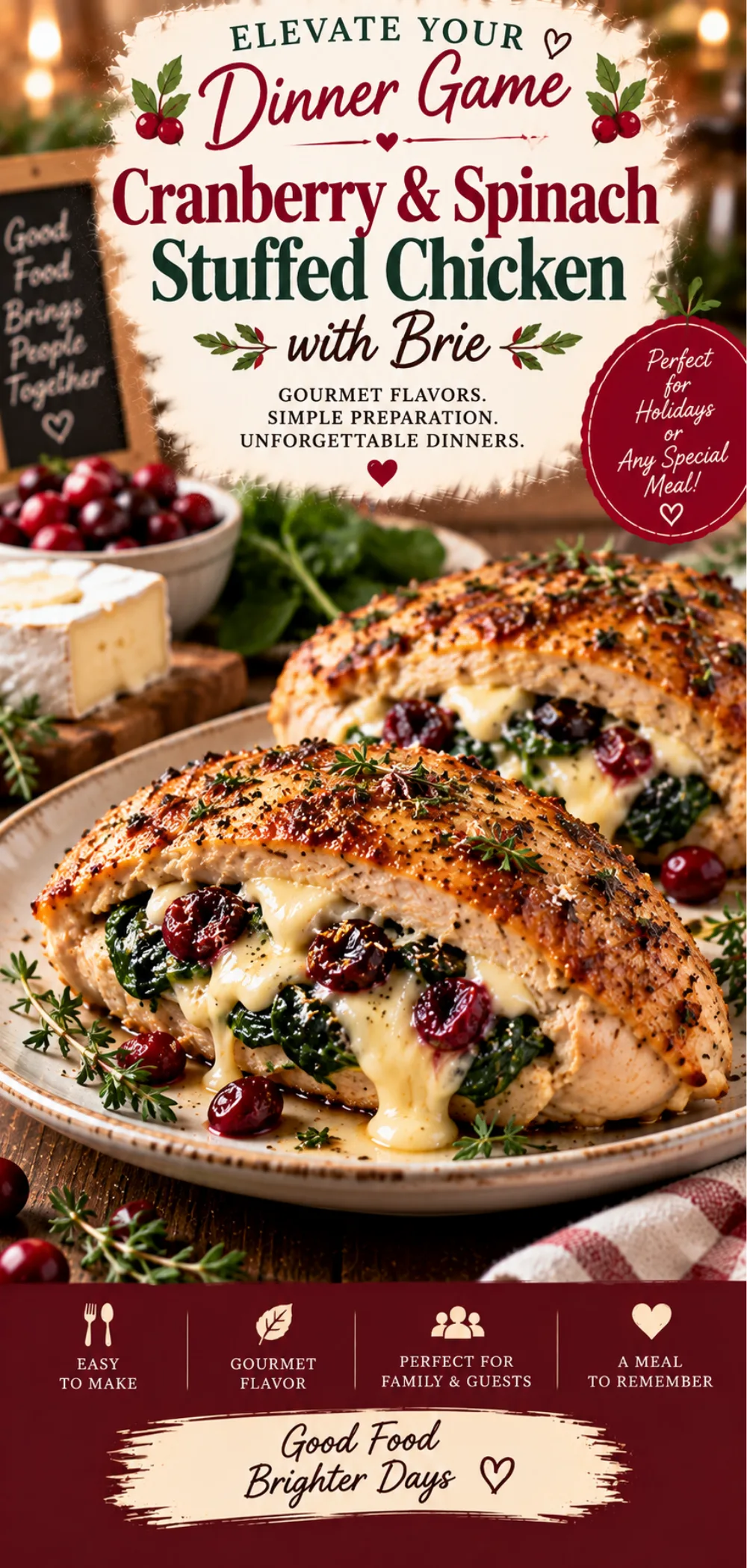 Cranberry & Spinach Stuffed Chicken with Brie