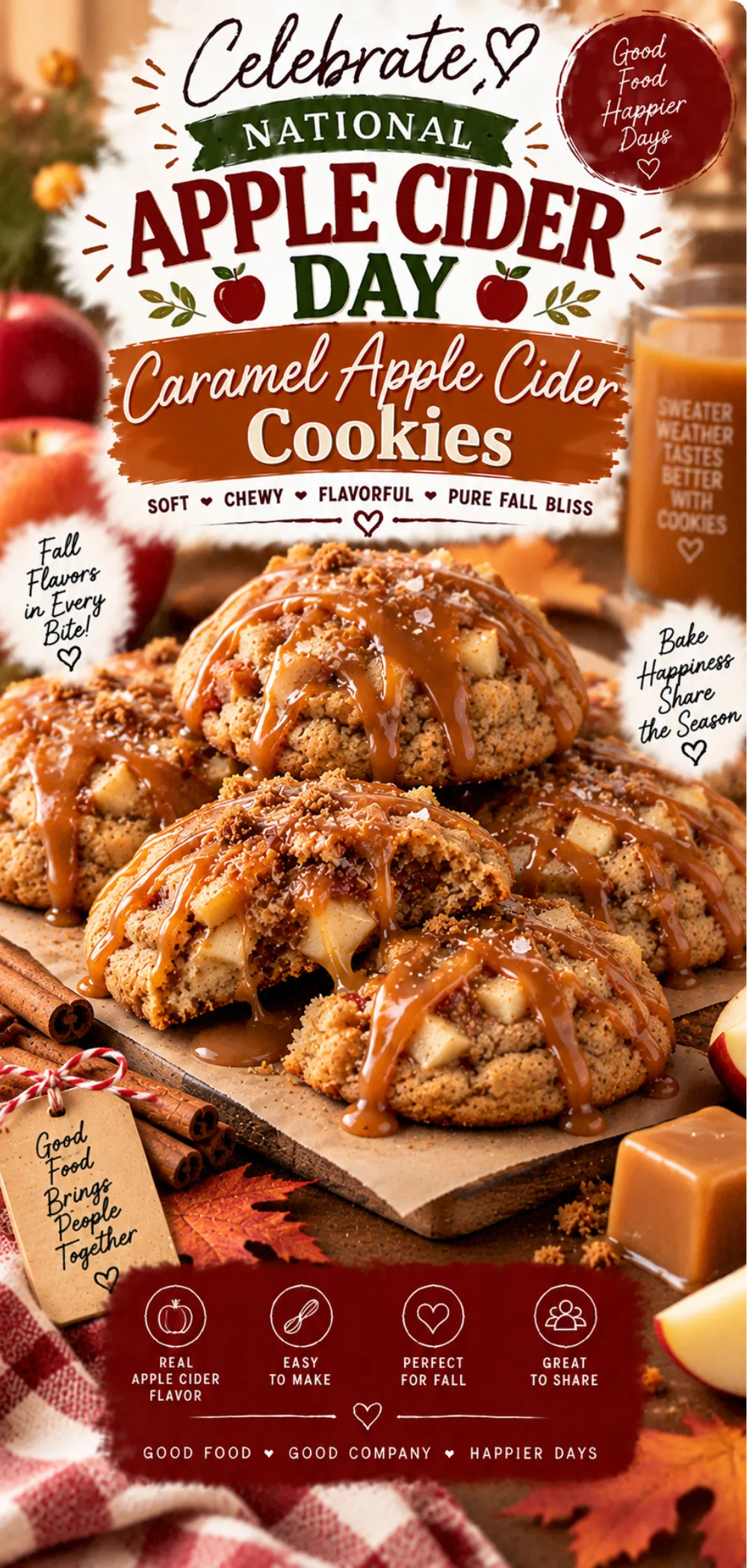 National Apple Cider Day Caramel Apple Cider Cookies