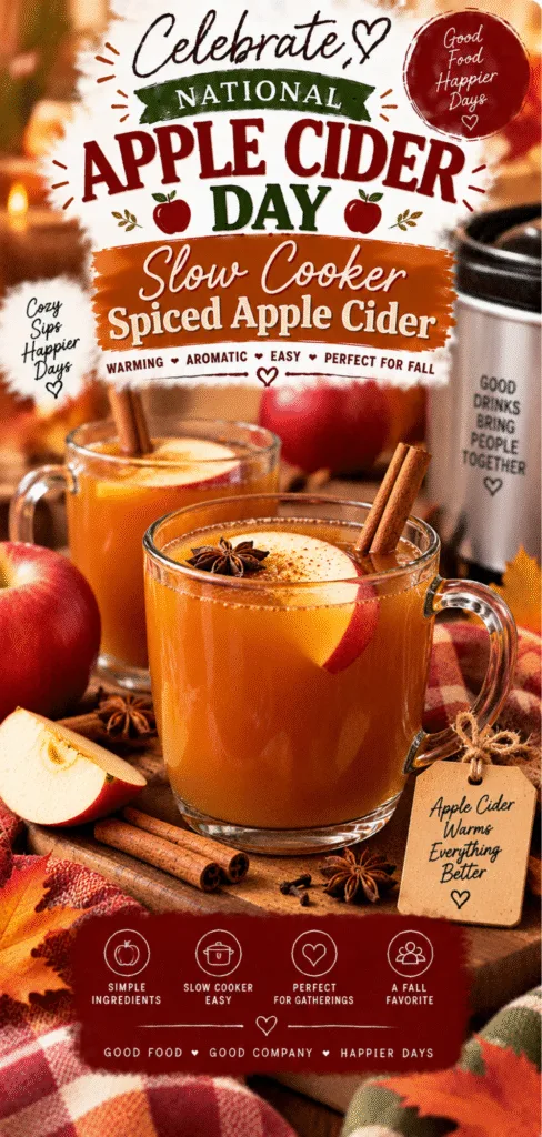 National Apple Cider Day Slow Cooker Spiced Apple Cider