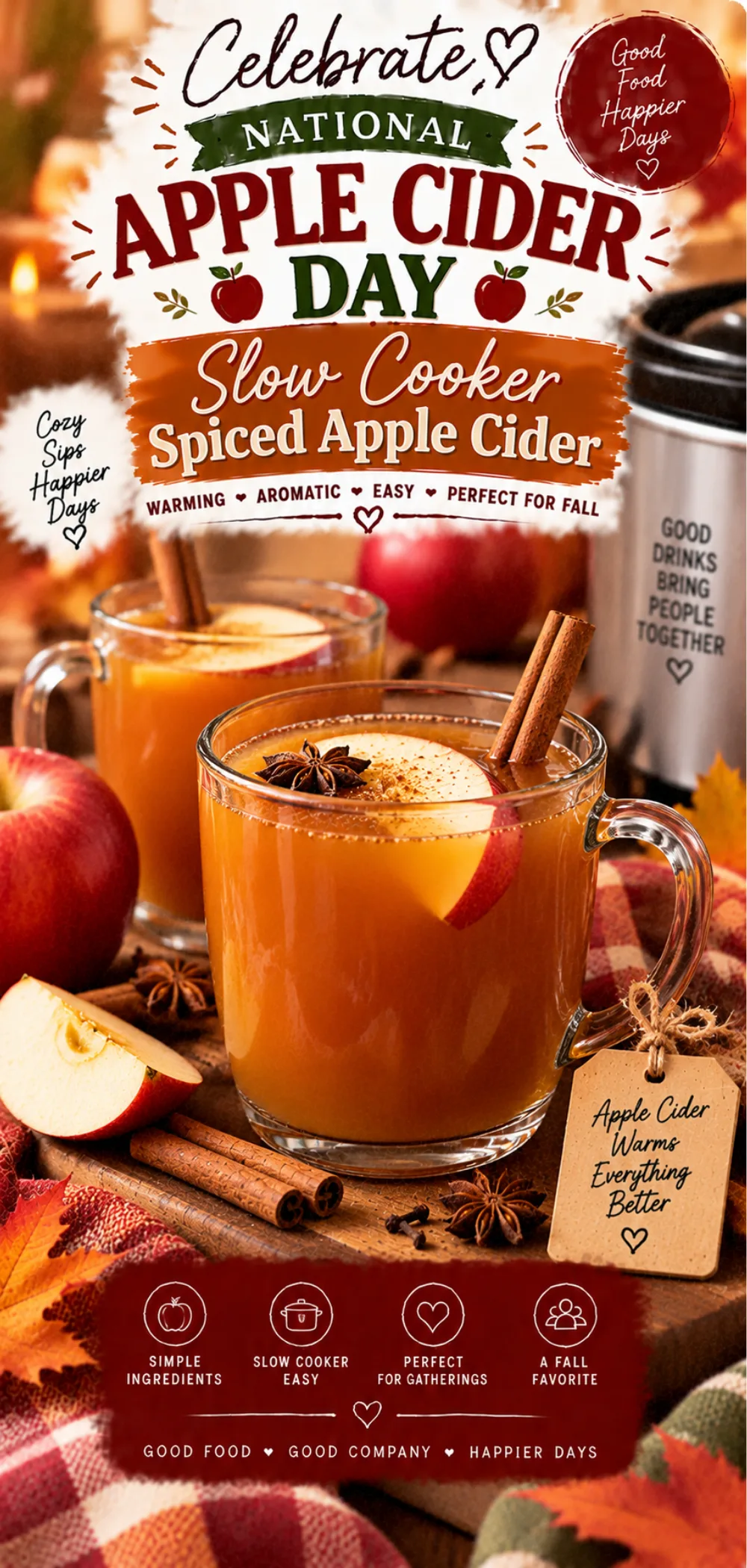 National Apple Cider Day Slow Cooker Spiced Apple Cider