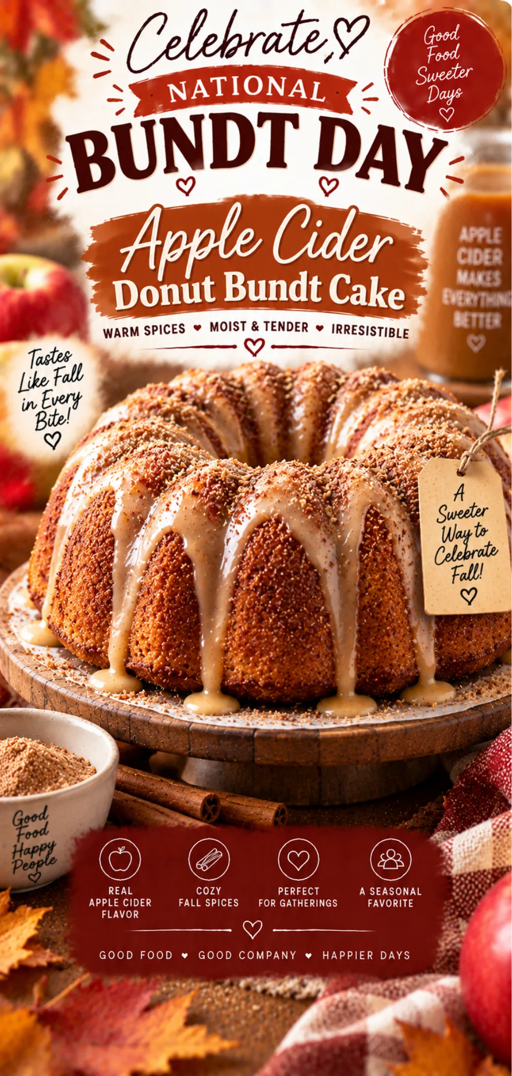 National Bundt Day Apple Cider Donut Bundt Cake