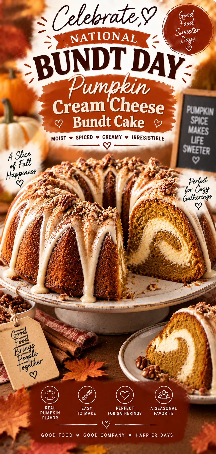 National Bundt Day Pumpkin Cream Cheese Bundt Cake