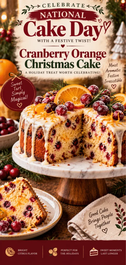 National Cake Day Cranberry Orange Christmas Cake